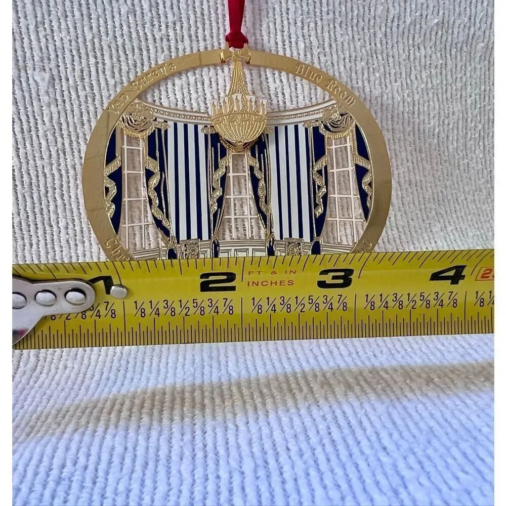 1990 White House Ornament: Martin Van Buren House, Blue Room Gold Brass